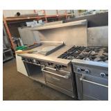 59 inch Garland range with two burners French top