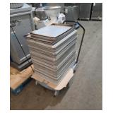 Over 70 Bakery pans with cart