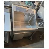 Hands-free scrub sink water and soap dispensed