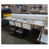 New 90x24-in stainless steel triple sink