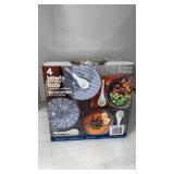 $25 , 4 bowls with spoons