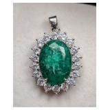 $6,710 Appraisal - 6.4 ct Cert. Silver Emerald gem