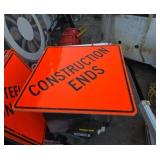 Construction ends metal sign
