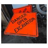 Danger open excavation metal sign