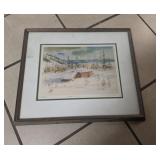 Print by FW Lemka 1986 Trappers cabin 384 of 500