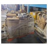 Skid of Gojo hand dispenser pumps with some soap
