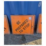 2 metal beware to stop signs