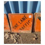 3 one lane traffic signs