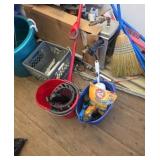 Mop mop pale and cleaning pail with hammer and