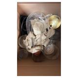 Box of miscellaneous vases, and tea kettle