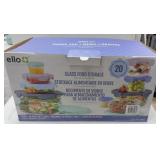 $40 glass food storage. Box open