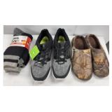 $52 men's size 10 shoes, size 9-10 slippers and