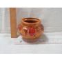 Small Ceramic Vase "Brown with Red Design"