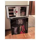 Ovente portable charcoal grill and Jim Beam 3 piece barbecue grill set all new in box