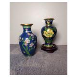 Two matching 5" Cloisonne vases