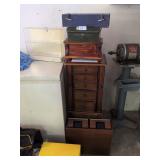 Jewelry box stand, lock box, VHS holder and misc