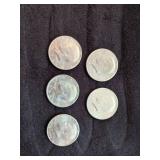 5 Kennedy Half Dollars