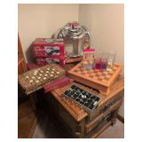 Crossley Juke box radio, board games and misc.