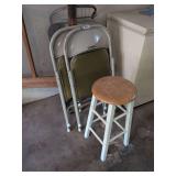 4 folding chairs and a stool