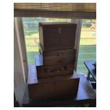 4 Wooden storage boxes