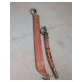 Small sword with scabbard made in India and Larger sword with sheath