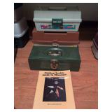 Master tackle box with tackle, Plano tackle box, Laker tackle box and Missouri fishing book
