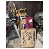 3 director chairs, camping chairamd Rhode Gear cycle shuttle