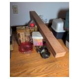Vintage wooden fly fishing pole in case, Gulf reel, Plano tackle box with tackle and 3 containers with tackle