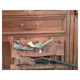 Hubley Pioneer Cap Pistol, Kilgore Ranger Cop Pistol and Wyandotte double barrel cork rifle