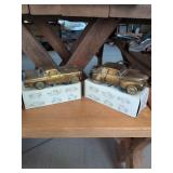Banthrico 1955 Ford Thunderbird and 1941 Lincoln Continental coin banks with boxes
