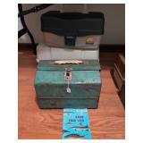 Plano tackle box with tackle, Plano tackle box, vintage Waterloo tackle box