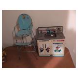 Wolverine Snow White metal toy sink w/ metal doll high chair