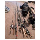 9+ fishing poles and reels