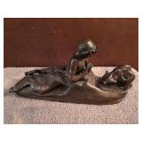 Bronze "Pan et Oursons" sculpture by artist Emmanuel Fremiet