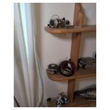 4 fishing reels: Daiwa RS 1355, vintage Milwards brownie brass and mahogany, vintage Shakespeare and Shakespeare Cirrus