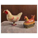 Wyandotte Susie the happy hen and Baldwin Chicken in nest