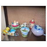 J Chein #181 Chick, Mattel Musical egg, Celluloid Easter Wind-up and misc.