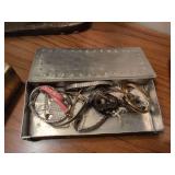 Vintage watches in metal box