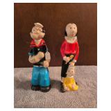9" Popeye and Olive Oyl w/Sweet pea squeeze toys from 1979