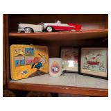 1980s Peanuts lunchbox, Snoopy mug and 2 framed Hallmark Peanut prints