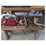Vintage toy parts and train tracks