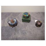 3 Cloisonne boxes