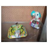 Line Mar tin wind Twin tunnel trains and vintage musical wind-up elephant