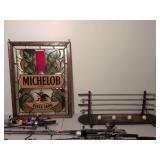 Golf club and ball wall rack and Michelob beer sign