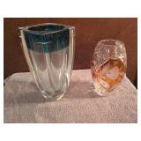 2 crystal vases: 10" Waterford and 8" Julia