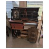 Wooden shelves, cutting boards, trays, frame and misc.