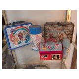 Vintage lunchboxes: Care Bears w/thermos, Roy Rogers and Dale Evans and Fisher Price w/thermos