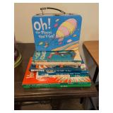 Dr. Seuss lunchbox and books(including Cat in the Hat Comes Back 1958 Book club edition)