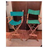 2 wooden directors seats