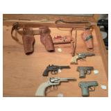 5 toy  cap pistols w/holsters